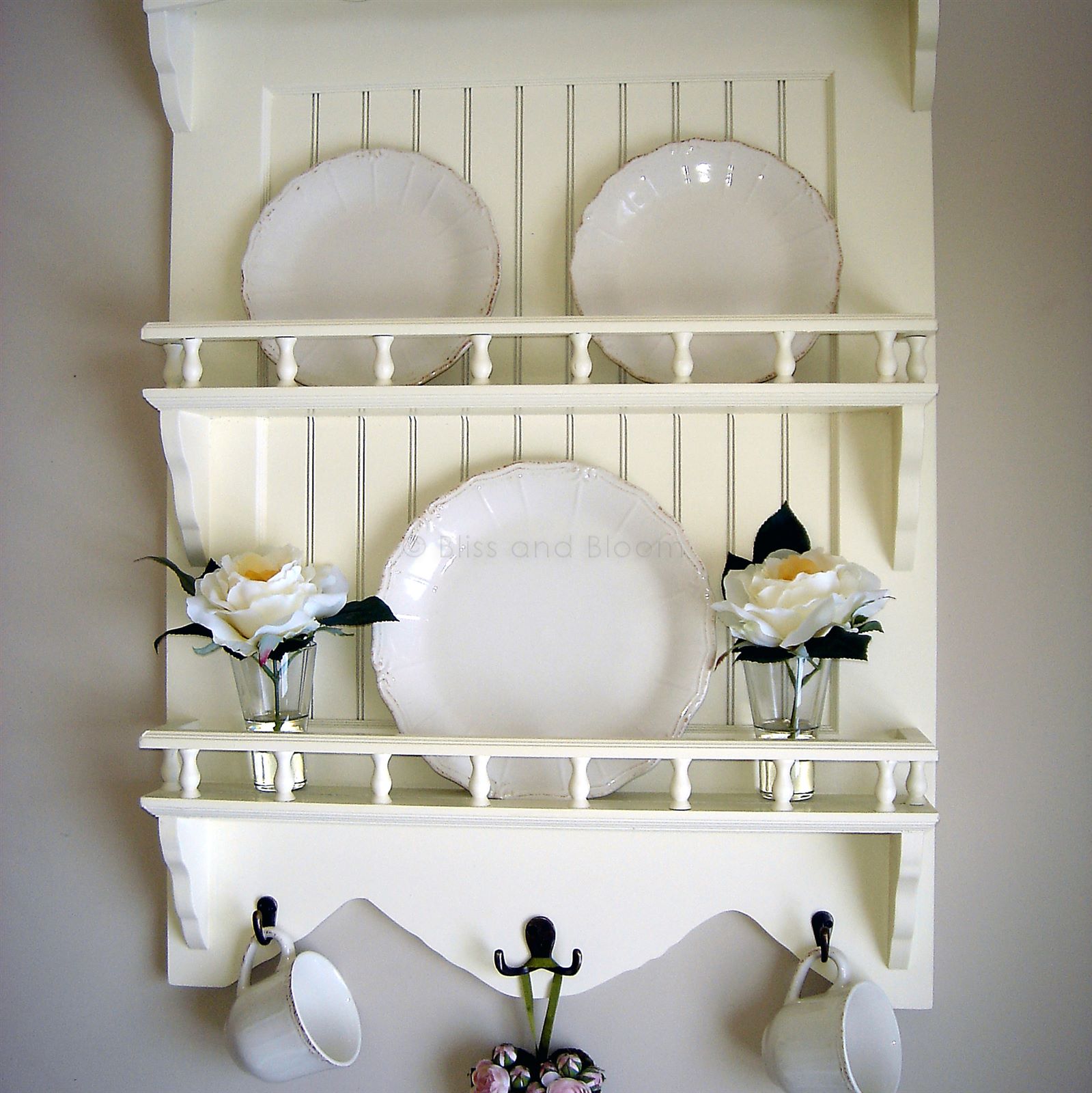 Cream 2 tier gallery shelf/plate rack Bliss and Bloom